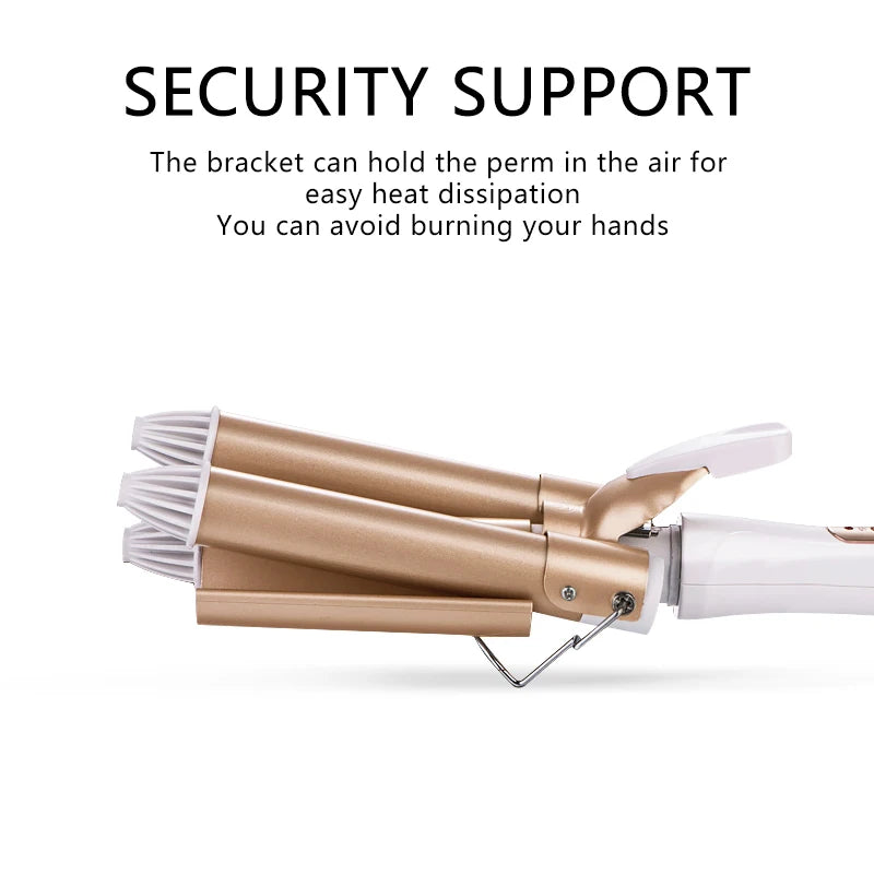 Profesjonell trippel bølgetang – turmalinkeramisk krølltang (20‑28 mm)