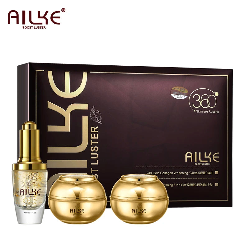 AILKE 24K Collagen Whitening &amp; Moisturizing Set – glød, jevnhet og ungdommelig hudtone