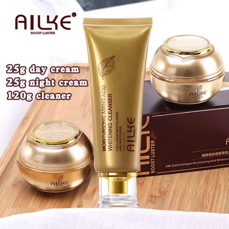 AILKE 24K Collagen Whitening &amp; Moisturizing Set – glød, jevnhet og ungdommelig hudtone