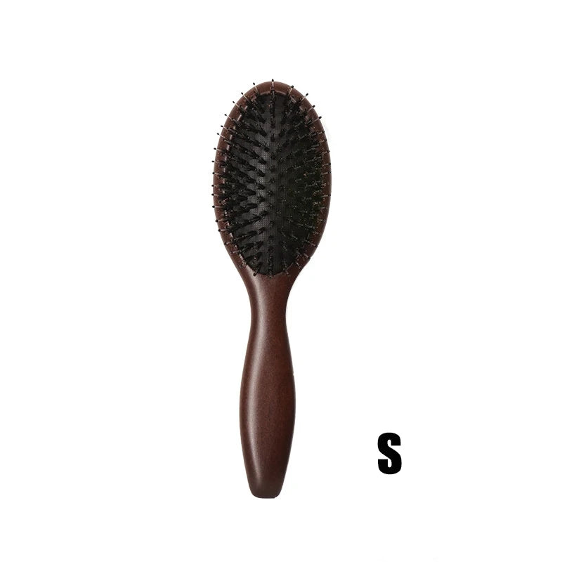 Wooden Hair Brush Comb – Naturlig Antistatisk Hårbørste med Massasje og Luftpute (Flere Størrelser)