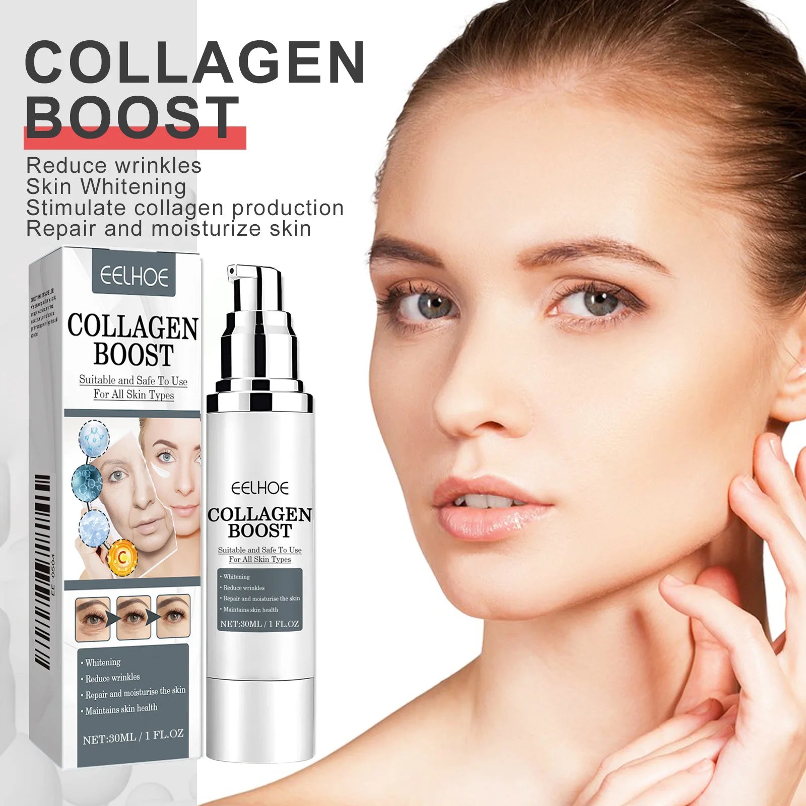 EELHOE Collagen Booster Face Cream 30ml – Fukt, Fasthet og Ungdommelig Glød