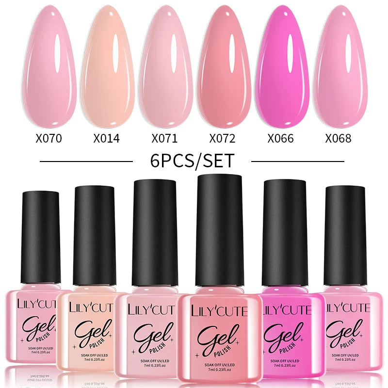 LILYCUTE 6-Delers Reflekterende Glitter Liner Gel Neglesett