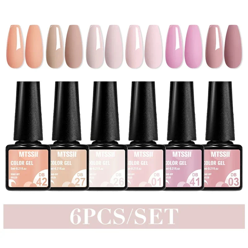 MTSSII 6-Delers Nude &amp; Brun Gel Neglelakksett