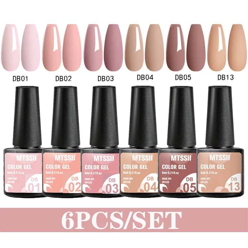 MTSSII 6-Delers Nude &amp; Brun Gel Neglelakksett