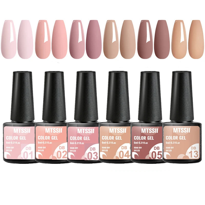 MTSSII 6-Delers Nude &amp; Brun Gel Neglelakksett