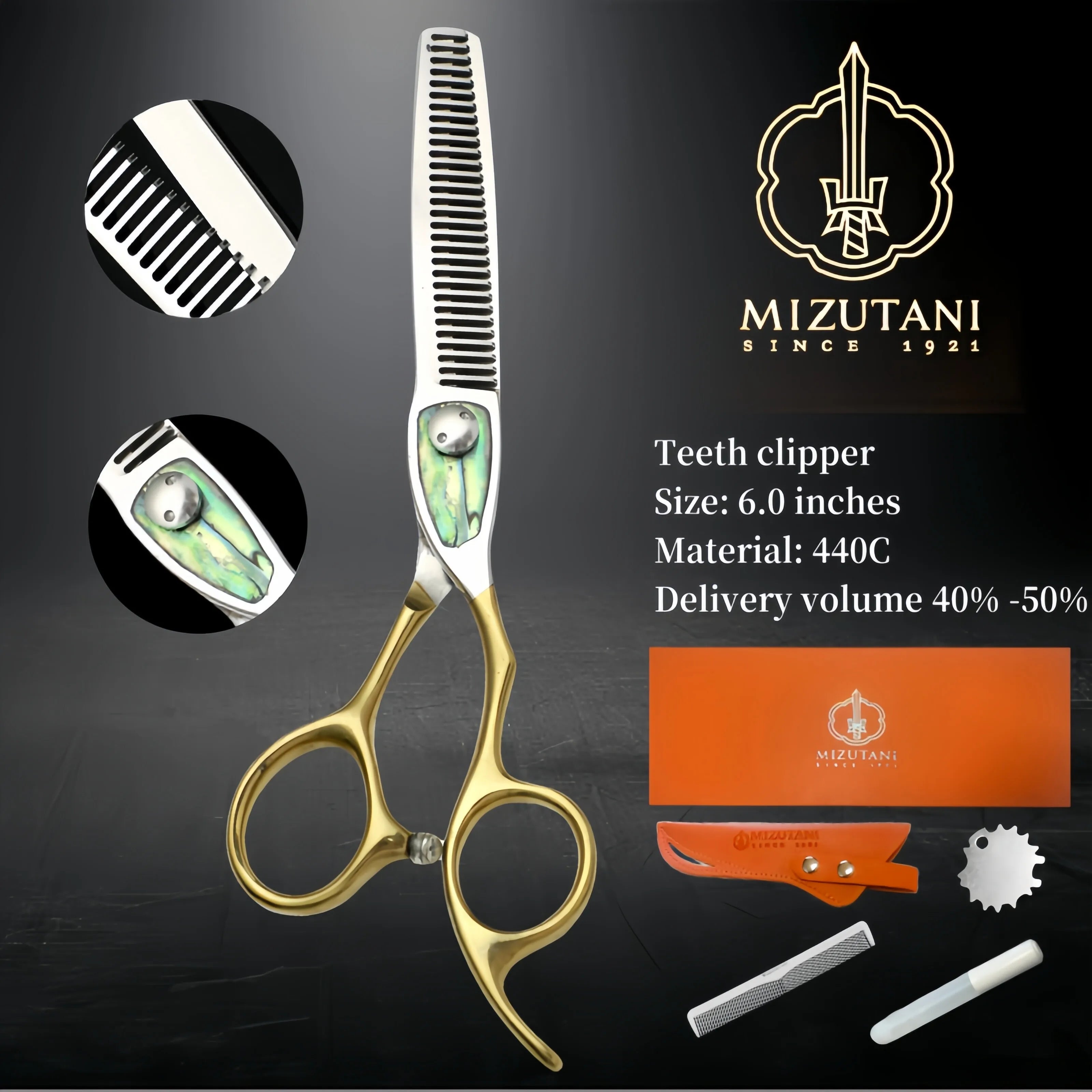 Profesjonell Uttynningssaks i 440C Rustfritt Stål – 6" presisjonssaks med 32 tenner