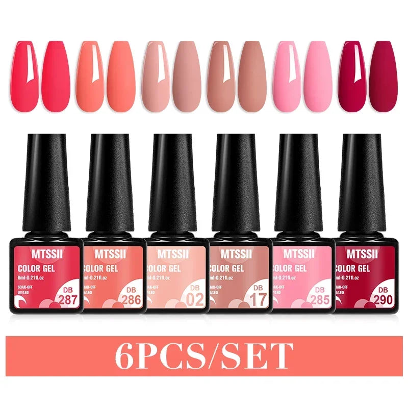 MTSSII 6-Delers Nude &amp; Brun Gel Neglelakksett