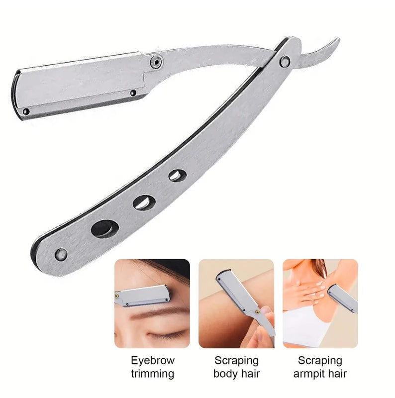 Profesjonell Salon Barber Razor – Klassisk Foldbar Barberkniv i Rustfritt Stål for Presis og Behagelig Barbering