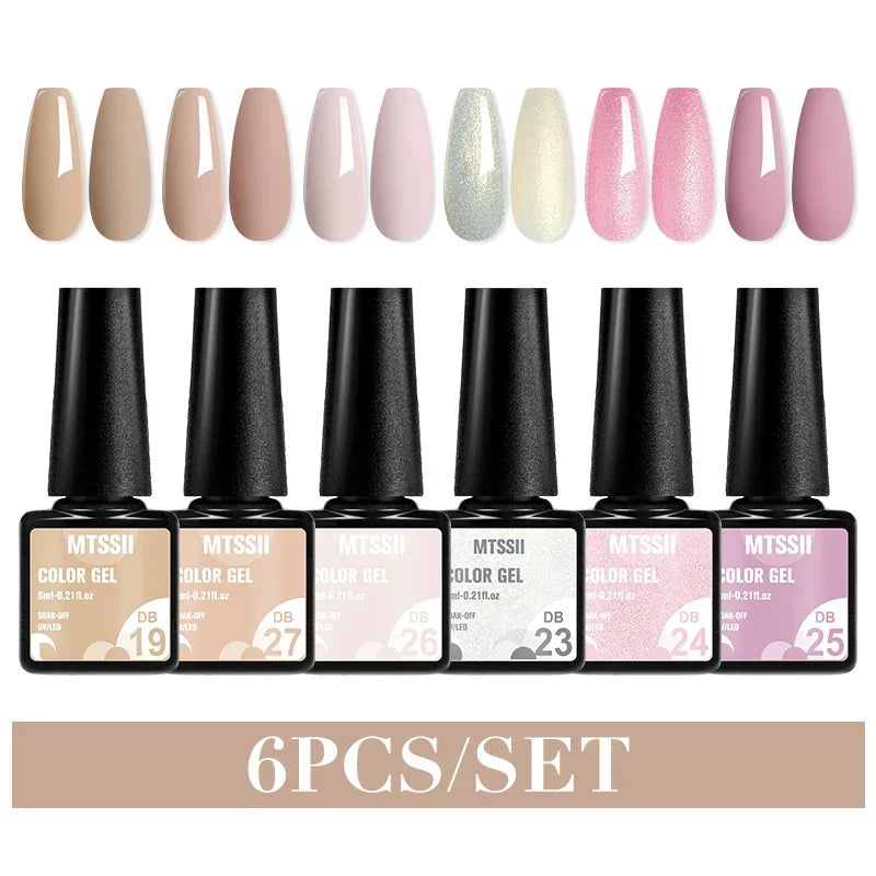 MTSSII 6-Delers Nude &amp; Brun Gel Neglelakksett