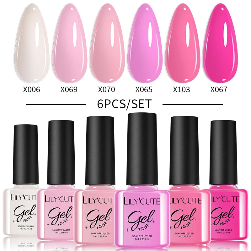 LILYCUTE 6-Delers Reflekterende Glitter Liner Gel Neglesett