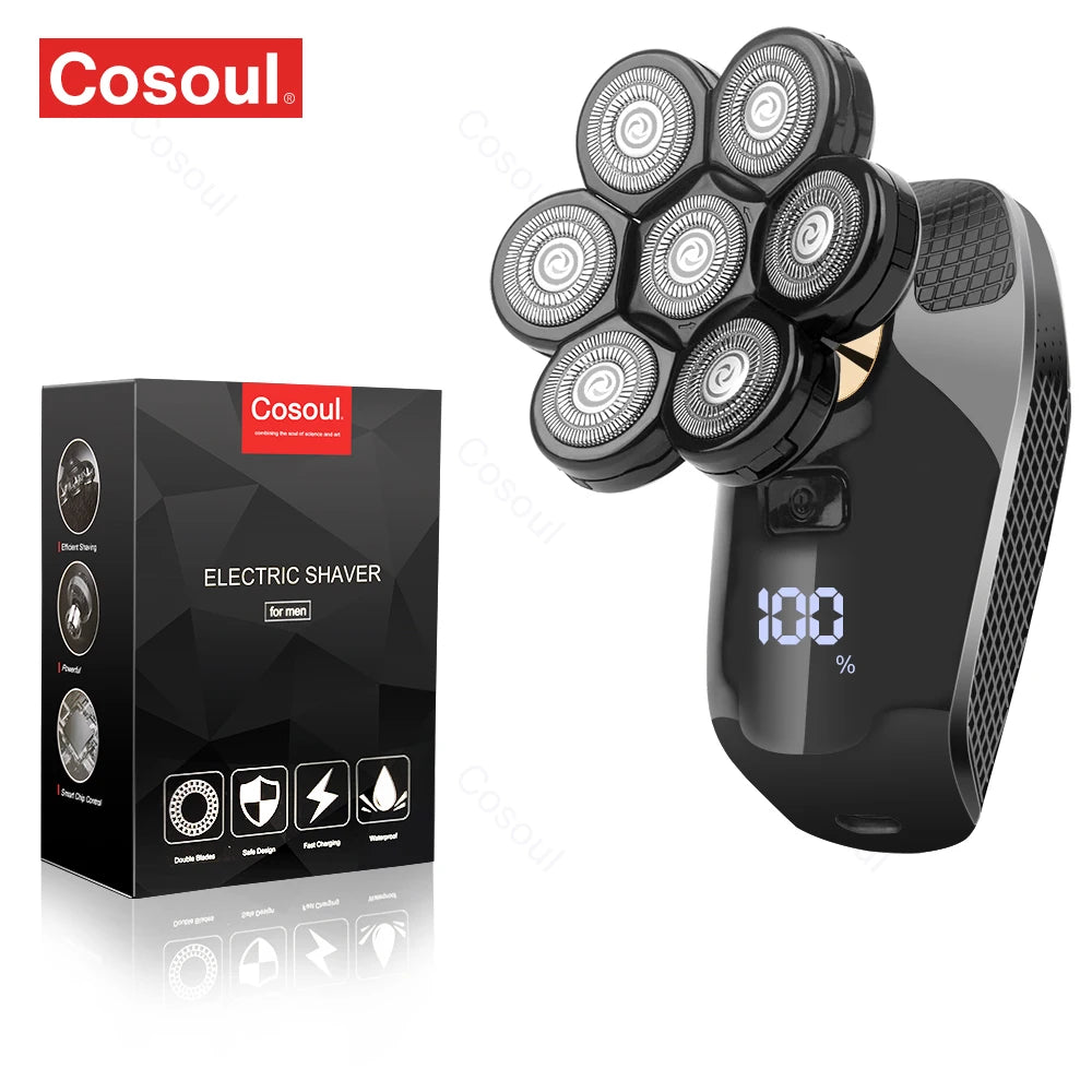 COSOUL V8 Elektrisk barbermaskin – kraftig 7D barbermaskin for hode og skjegg