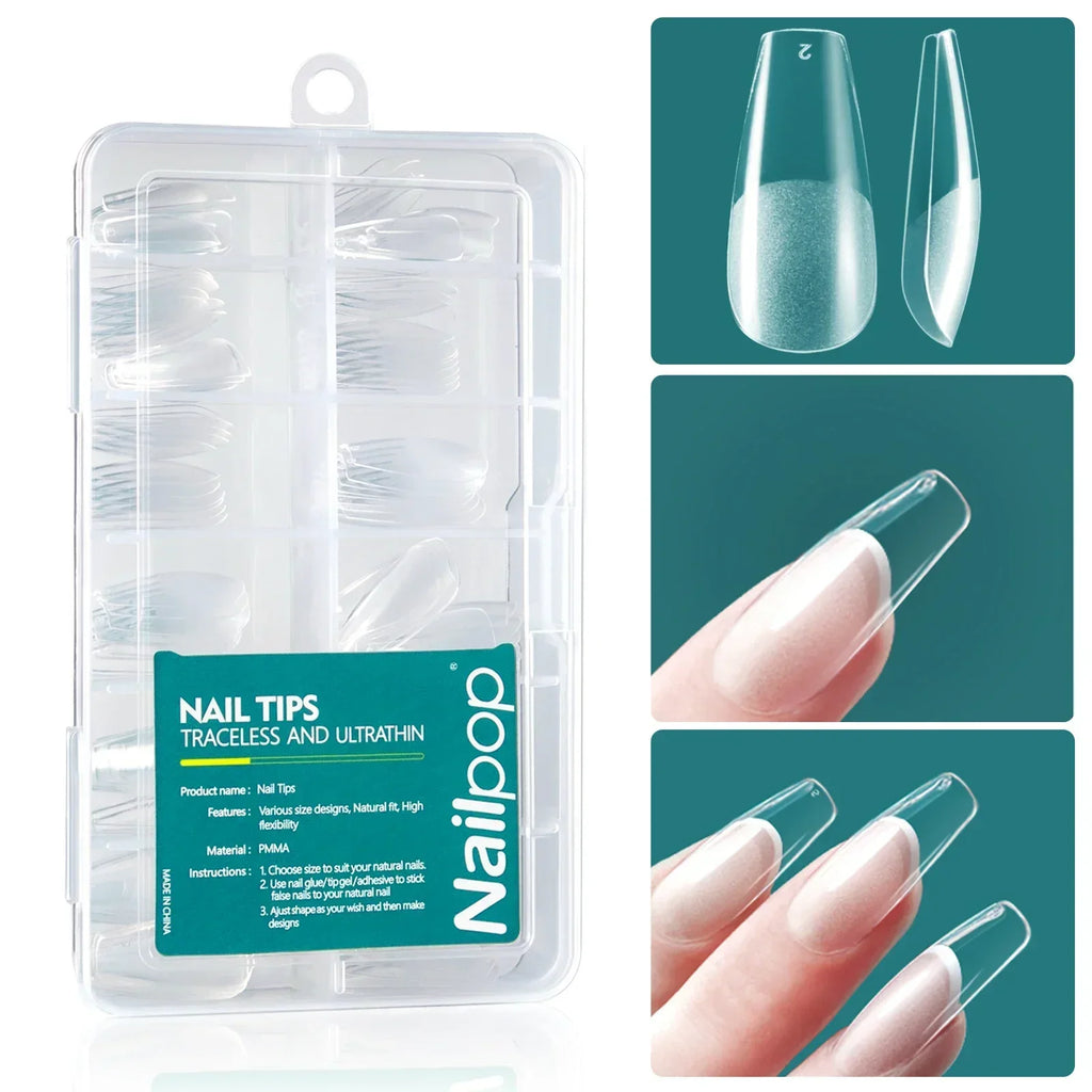 Nailpop 120-Delers Gel X Nail Tips – Myke, Naturlige og Enkle å Påføre