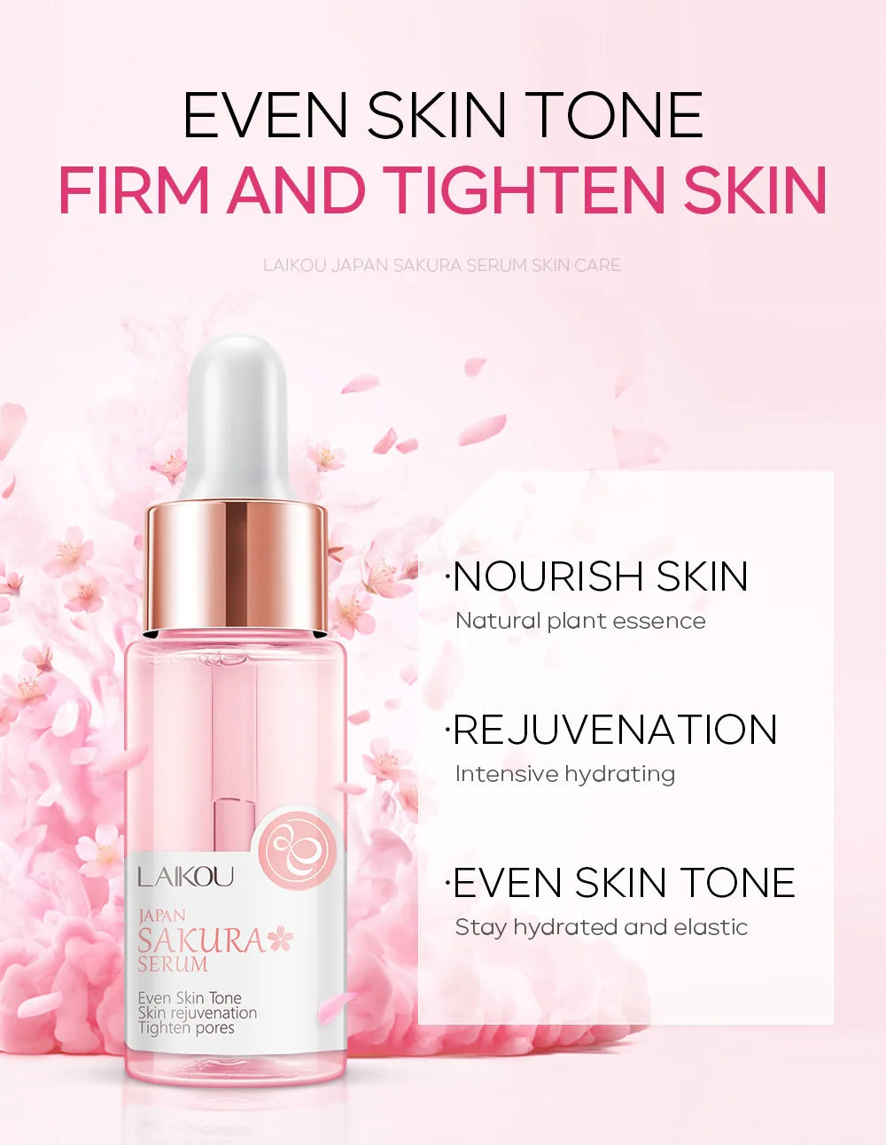 LAIKOU Sakura Face Essence – Glød, fukt og jevn hudtone med japansk kirsebærblomst-