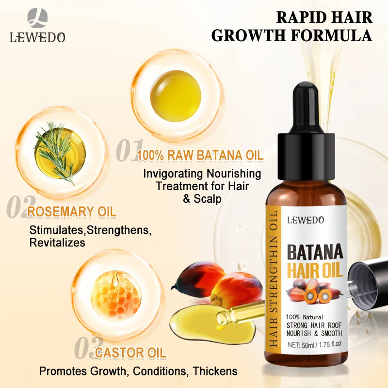Lewedo Naturals Pure Batana Oil – naturlig hårolje for vekst, styrke og glans