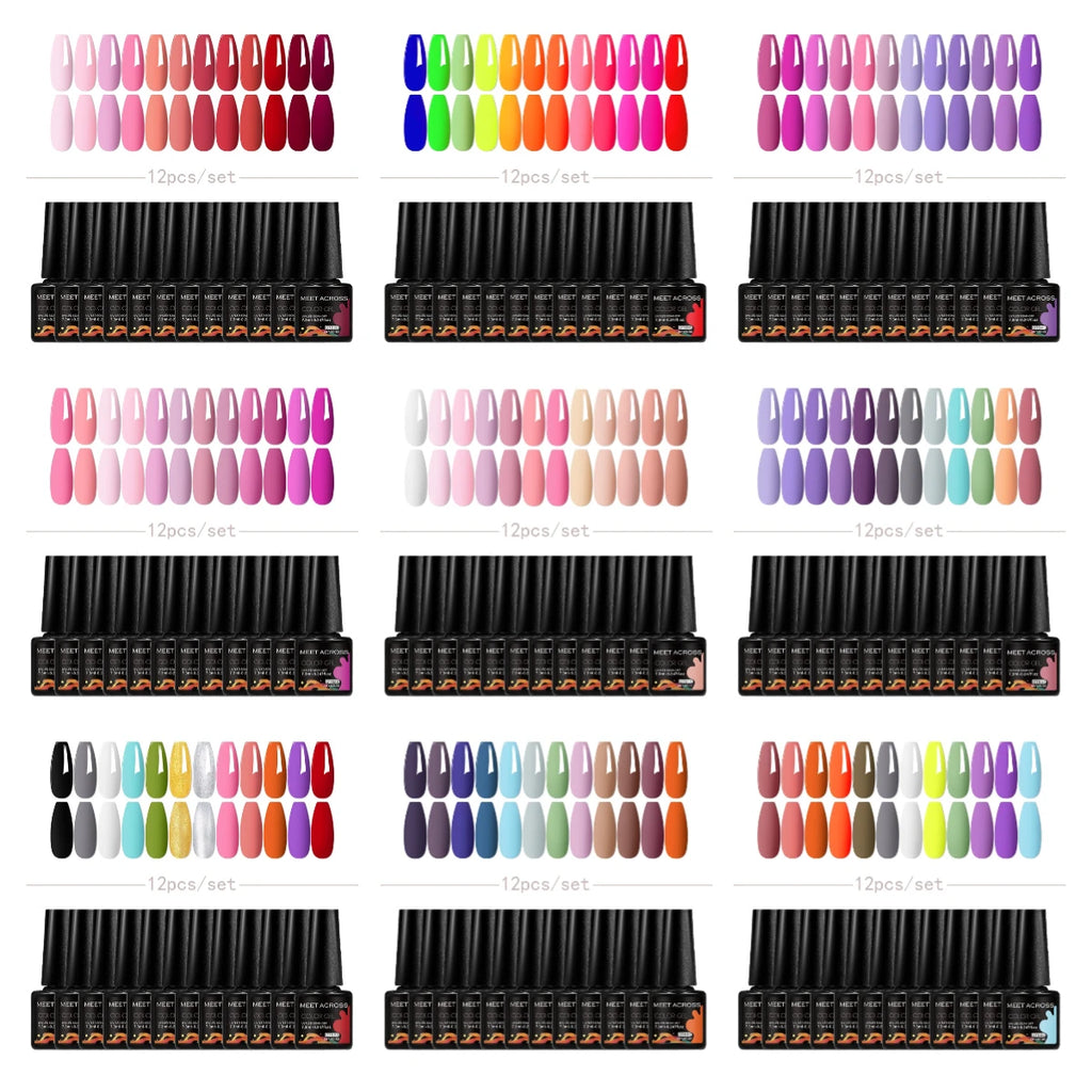 MEET ACROSS 12-Delers Nude &amp; Rosa Gel Neglelakksett