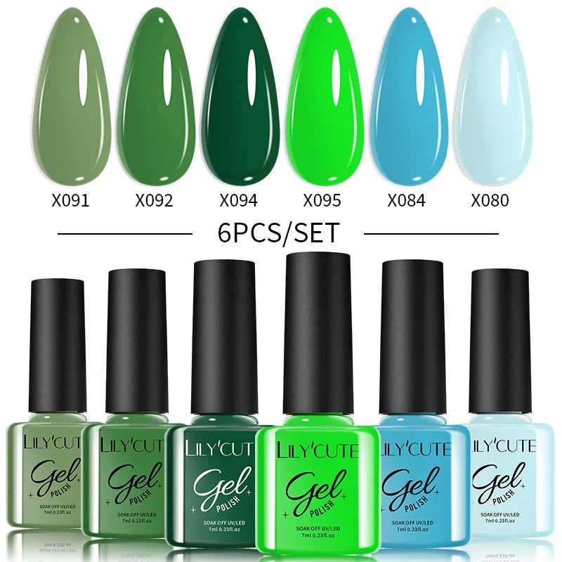 LILYCUTE 6-Delers Reflekterende Glitter Liner Gel Neglesett