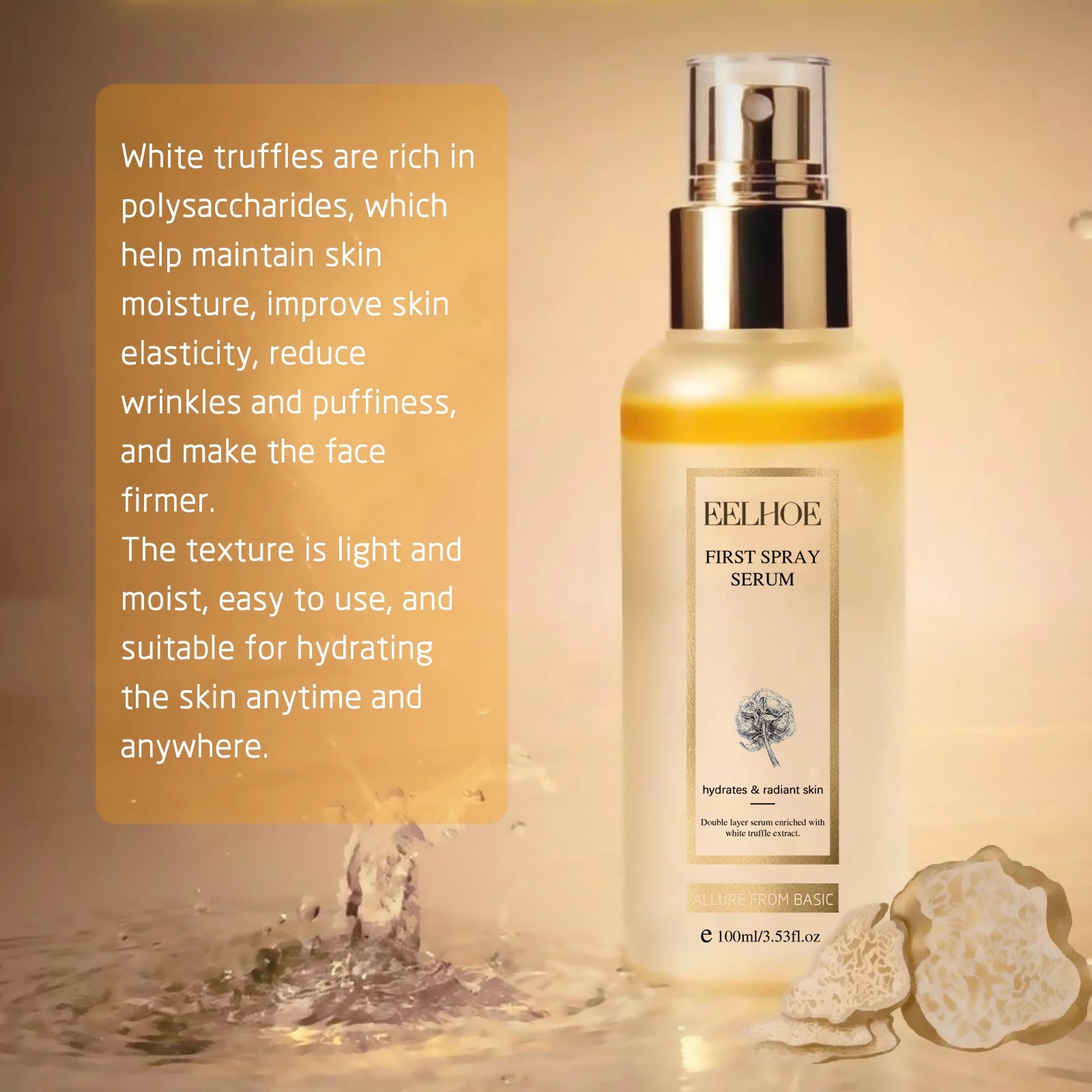 EELHOE White Truffle Moisturizing Spray – intens glød, fukt og jevnere hudtone