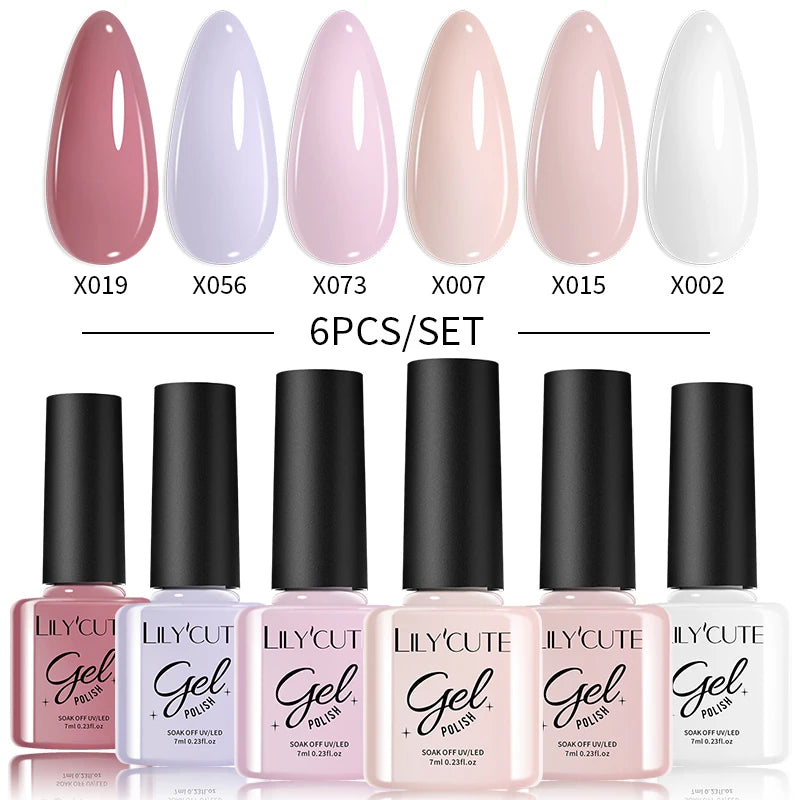 LILYCUTE 6-Delers Reflekterende Glitter Liner Gel Neglesett