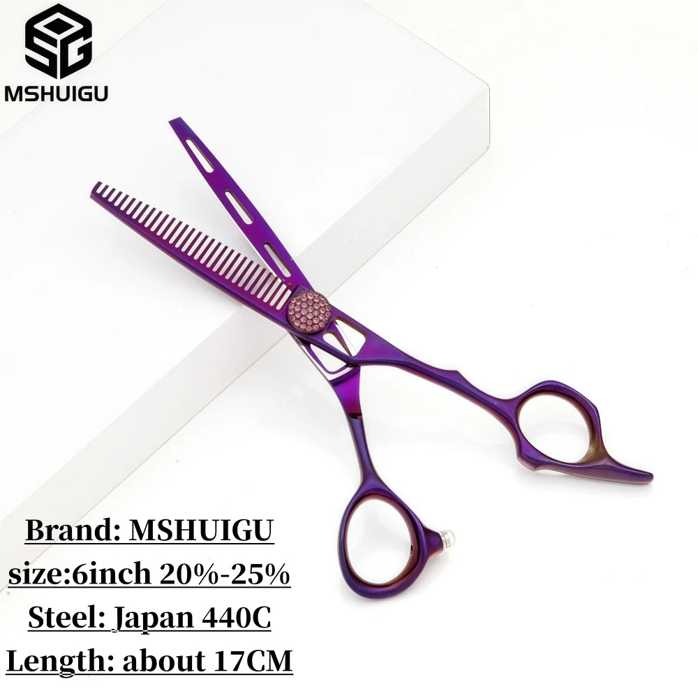 MSHUIGU VG10 Profesjonell Frisørsaks – Laser-Slipt Blad med 26 Tenner for Presis Tynning