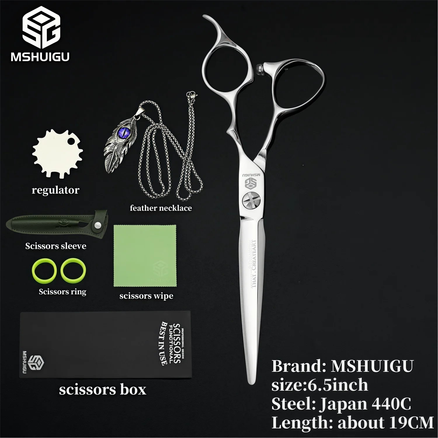 MSHUIGU VG10 Profesjonell Frisørsaks – Laser-Slipt Blad med 26 Tenner for Presis Tynning