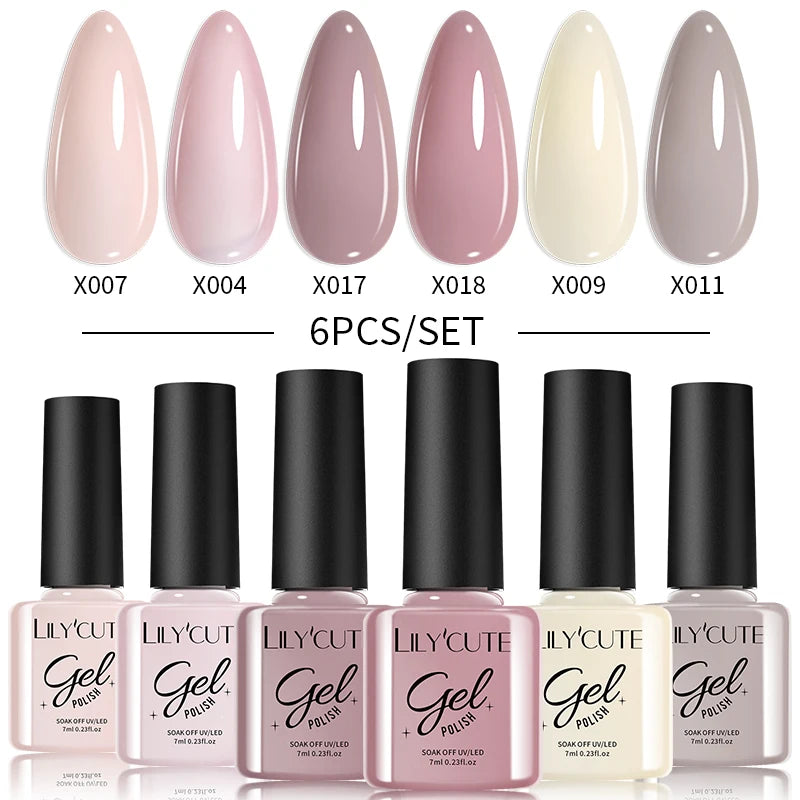 LILYCUTE 6-Delers Reflekterende Glitter Liner Gel Neglesett