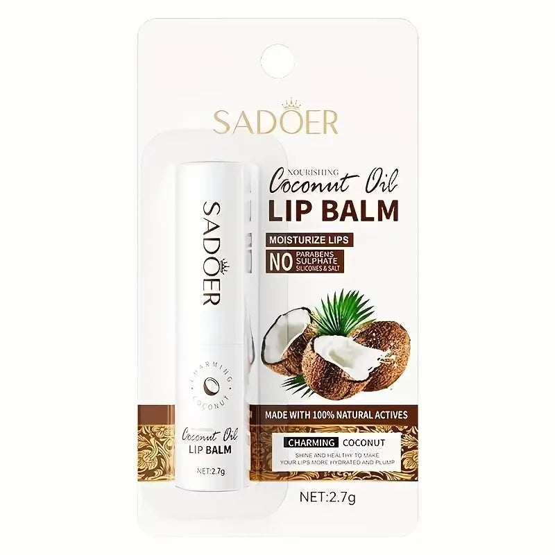 SADOER Coconut Lip Balm 2.7g – Myke, Fuktige Lepper Hele Dagen