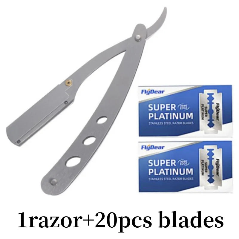 Foldbar Barberkniv med Blader – Presis Barbering for Skjegg og Bart