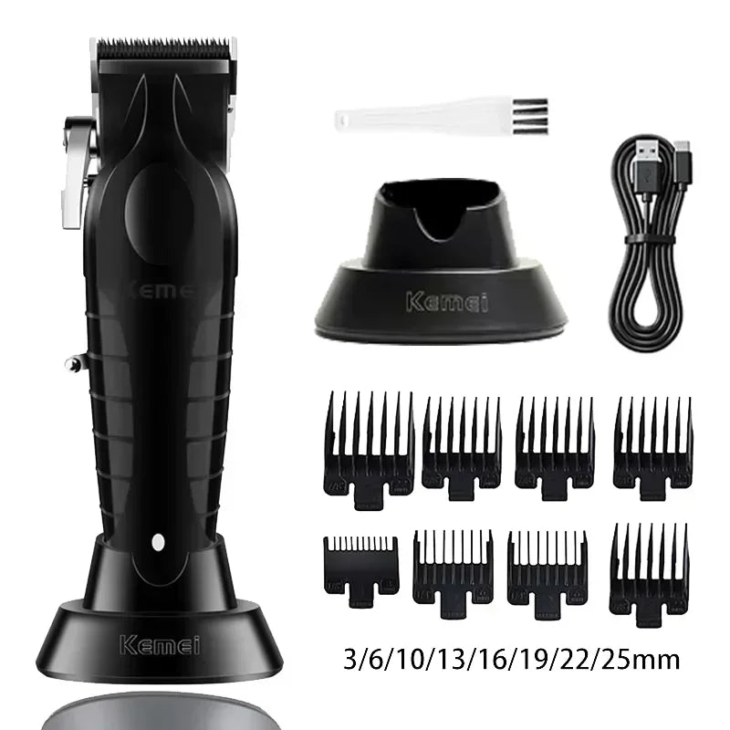 Kemei KM-2296 + KM-2299 + KM-1102 Professional Hair Clipper Kit – alt du trenger for presis, stillegående og profesjonell hårklipp