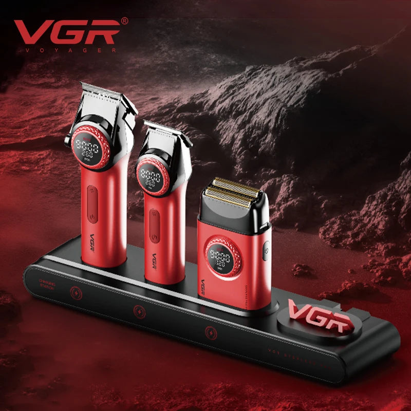 VGR 3 In 1 Hair Cutting Machine Kit High Quality Beard Trimmer Man Professional 9000 Rpm Hair Clipper Men Set