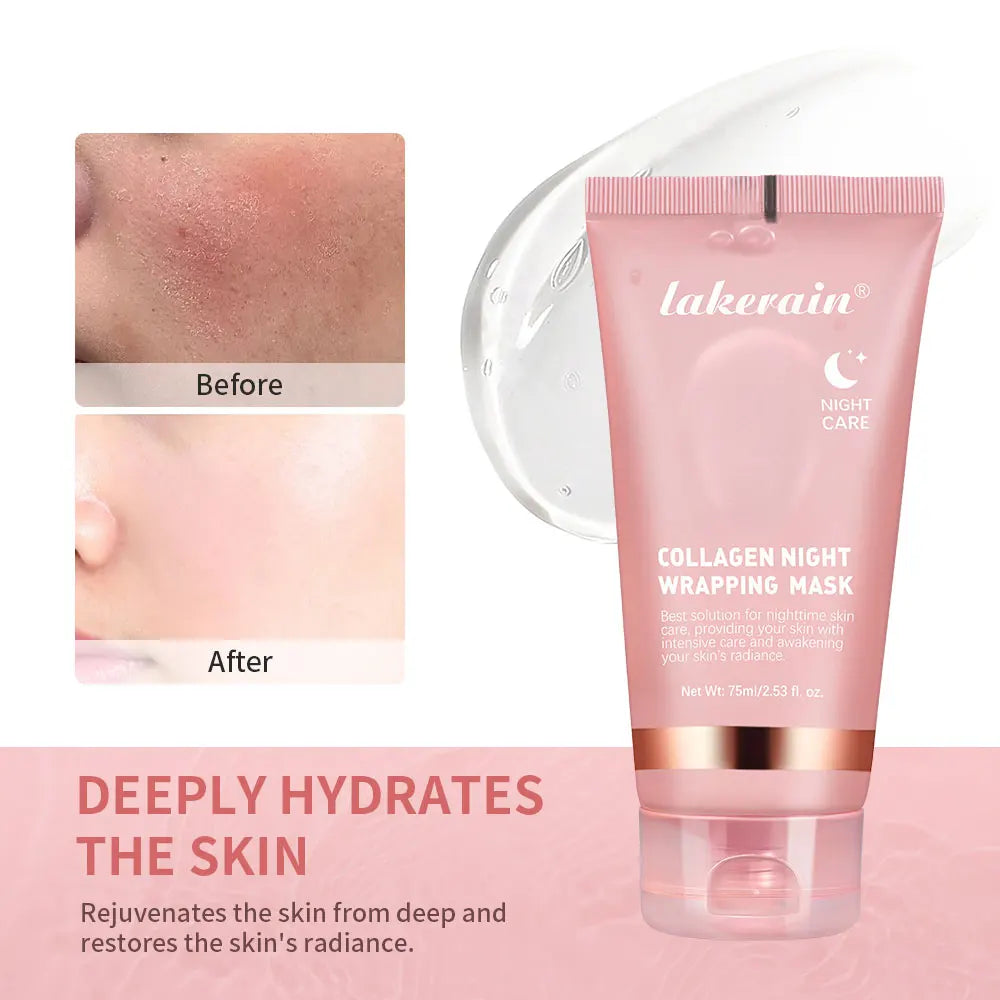 Lakerain Korean Deep Collagen Peel-Off Night Mask 75ml – Fasthet, Glød og Fukt Mens Du Sover
