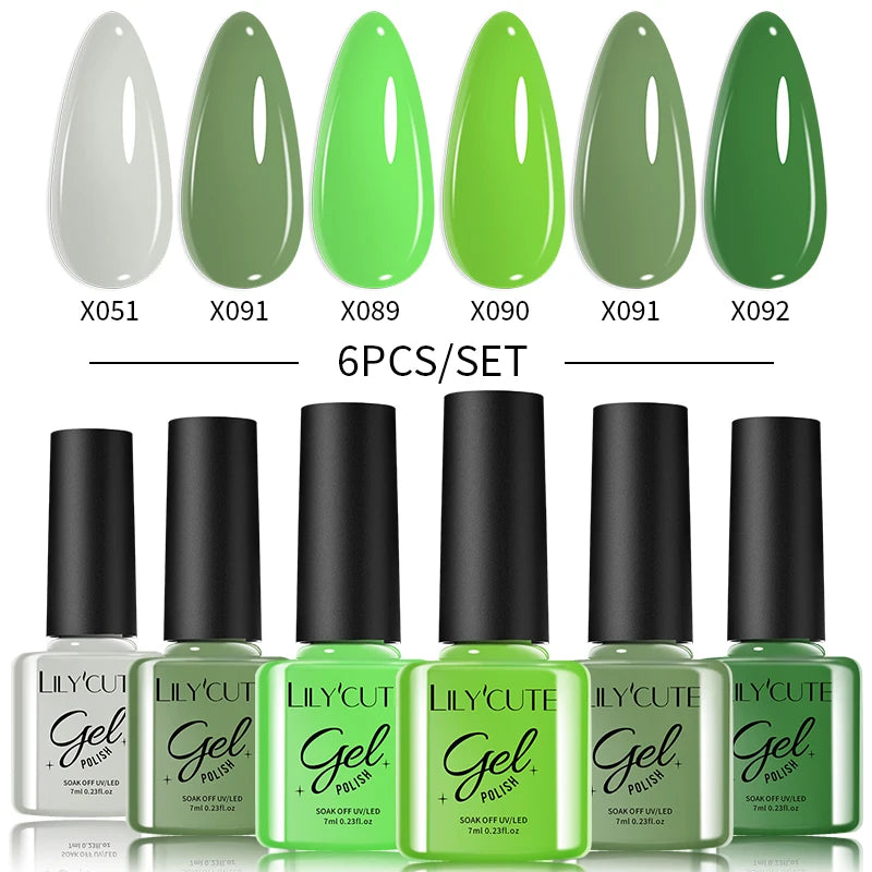 LILYCUTE 6-Delers Reflekterende Glitter Liner Gel Neglesett