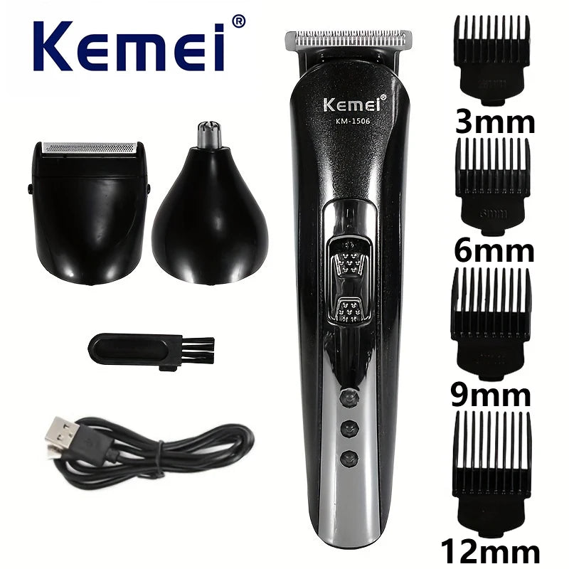 Kemei KM-1506 3-i-1 Elektrisk Shaver – komplett løsning for barbering, trimming og nesehårfjerning