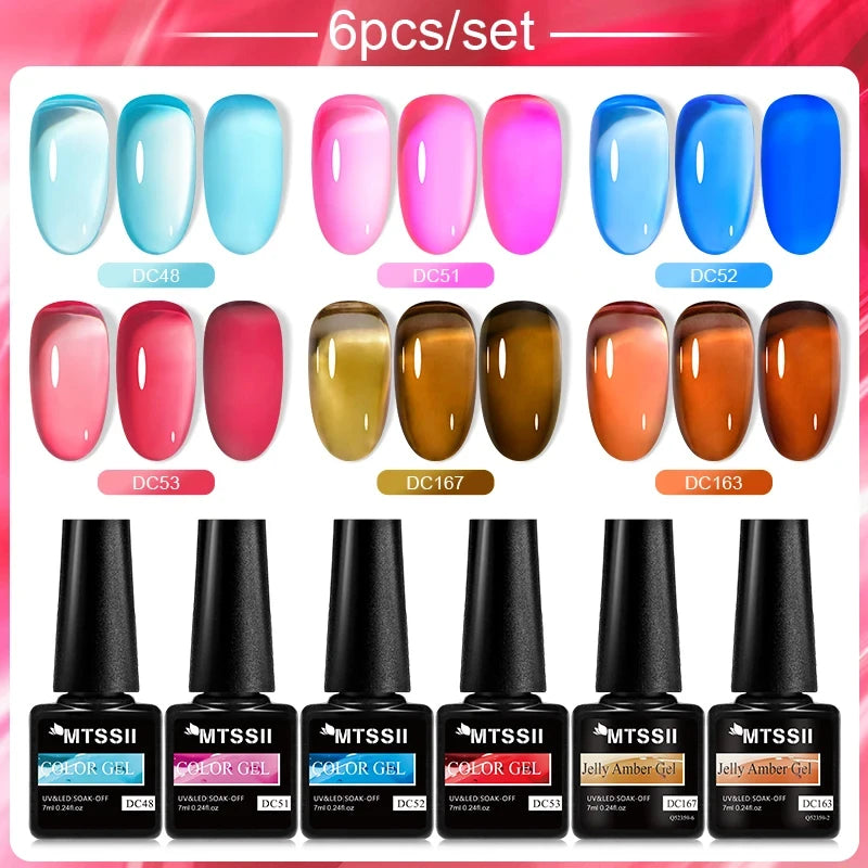 Mtssii 6-Delers Blå Glitter Gel Neglelakksett