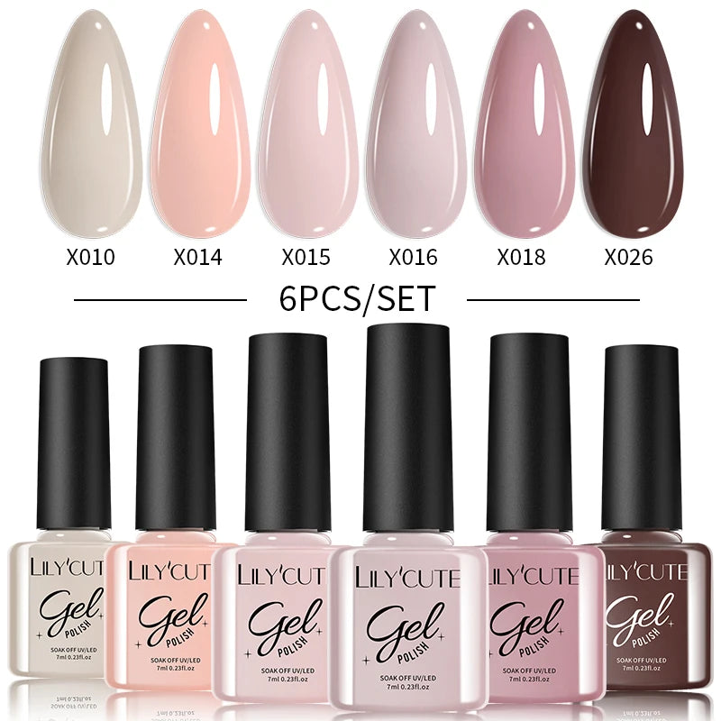 LILYCUTE 6-Delers Reflekterende Glitter Liner Gel Neglesett