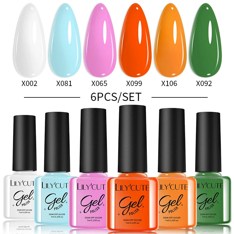 LILYCUTE 6-Delers Reflekterende Glitter Liner Gel Neglesett