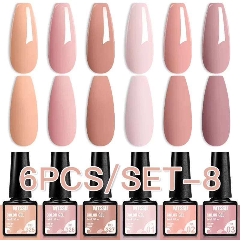 MTSSII 6-Delers Nude &amp; Brun Gel Neglelakksett
