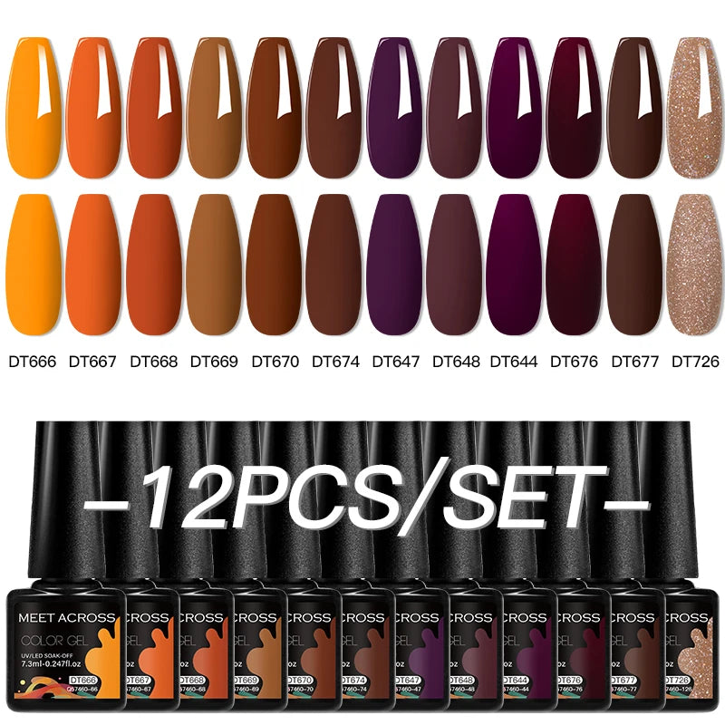 MEET ACROSS 12-Delers Nude &amp; Rosa Gel Neglelakksett