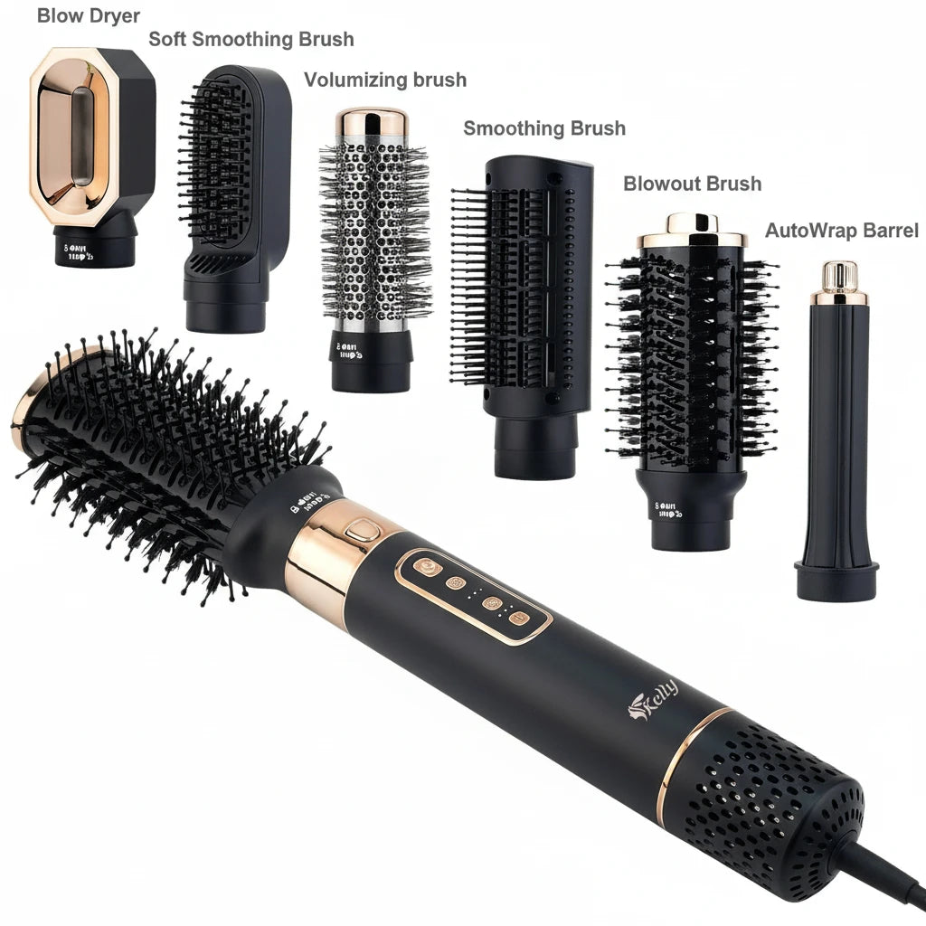 High Speed 6-i-1 Hårføner – 110 000 RPM, 1600 W og Profesjonell Ioneteknologi