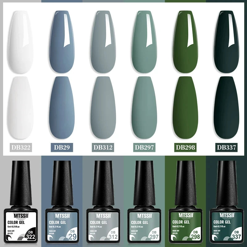 Mtssii 6-Delers Blå Glitter Gel Neglelakksett