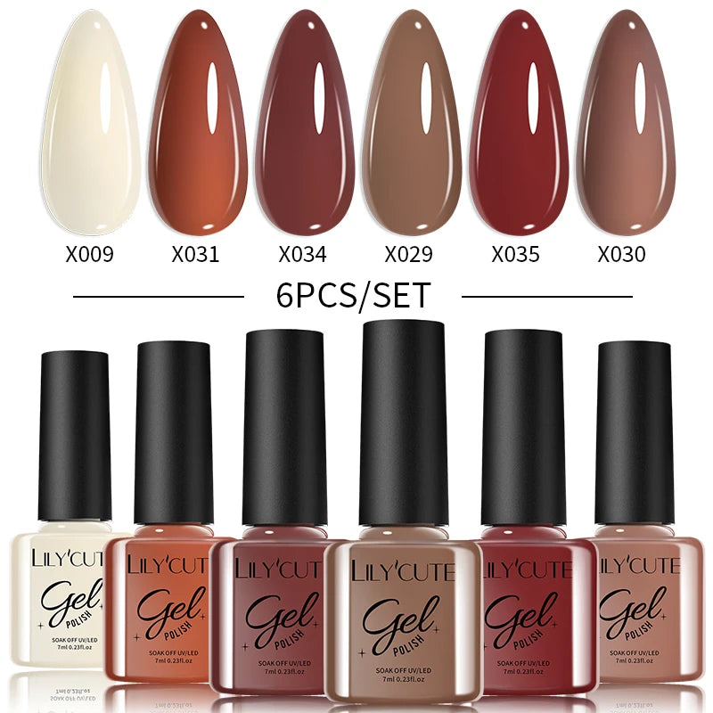 LILYCUTE 6-Delers Reflekterende Glitter Liner Gel Neglesett
