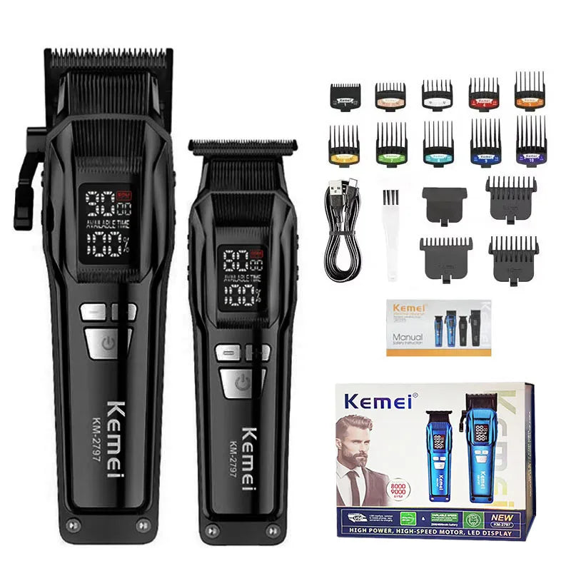 Kemei KM-2797 + KM-1102 Professional Hair Clipper Kit – kraft, presisjon og profesjonell finish hjemme
