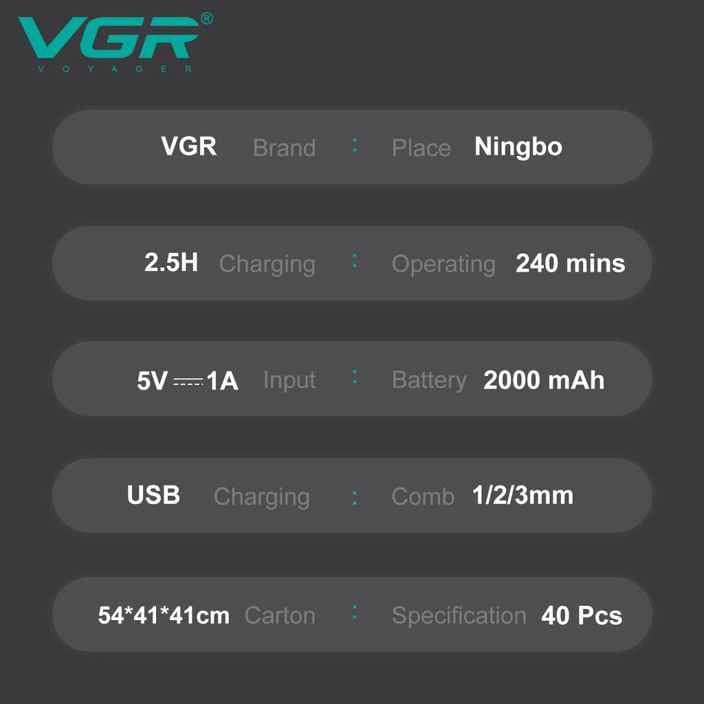 VGR V-003 / V-906 Kroppstrimmer og Hårklipper – allsidig presisjonstrimmer for hele kroppen