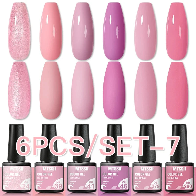 Mtssii 6-Delers Blå Glitter Gel Neglelakksett