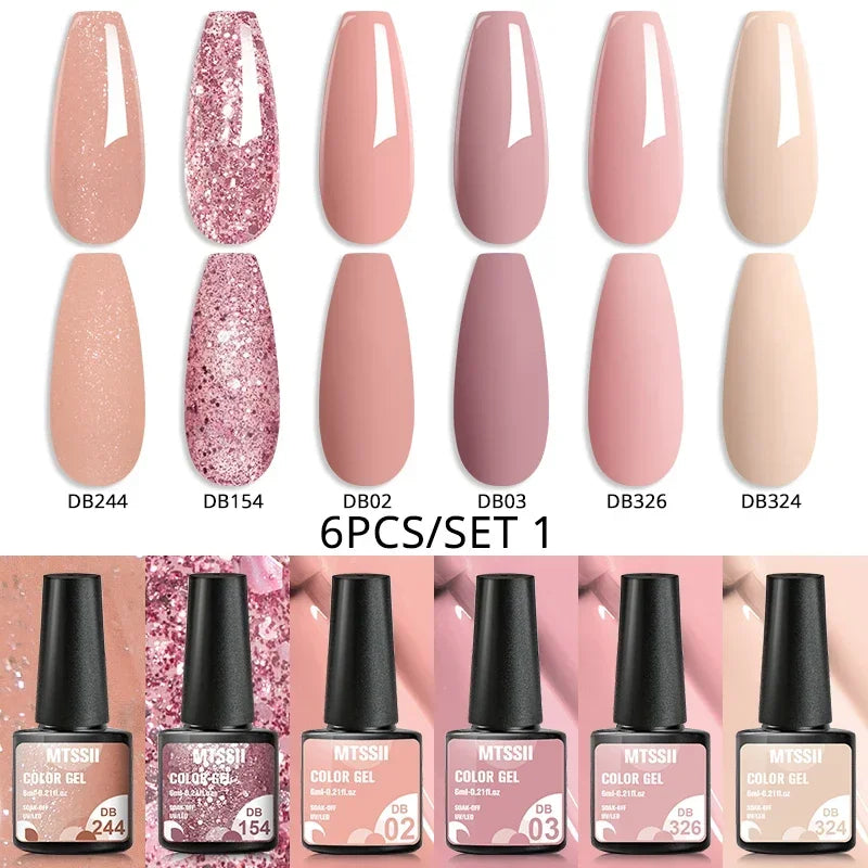 MTSSII 6-Delers Nude &amp; Brun Gel Neglelakksett