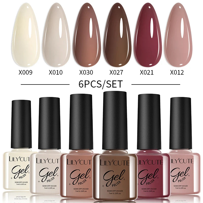 LILYCUTE 6-Delers Reflekterende Glitter Liner Gel Neglesett