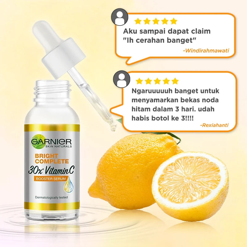 Garnier Bright Complete Vitamin C &amp; Niacinamide Booster Serum 30ml – Glød, Jevn Hudtone og Reduksjon av Urenheter