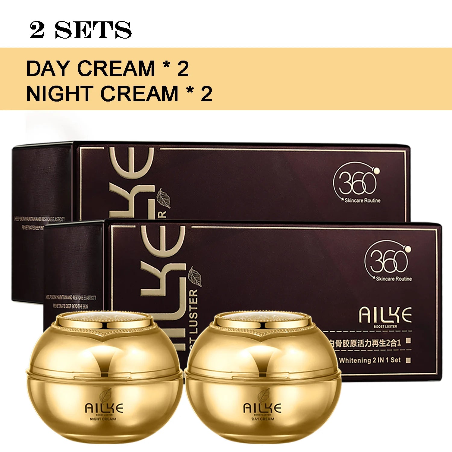 AILKE 24K Collagen Whitening &amp; Moisturizing Set – glød, jevnhet og ungdommelig hudtone