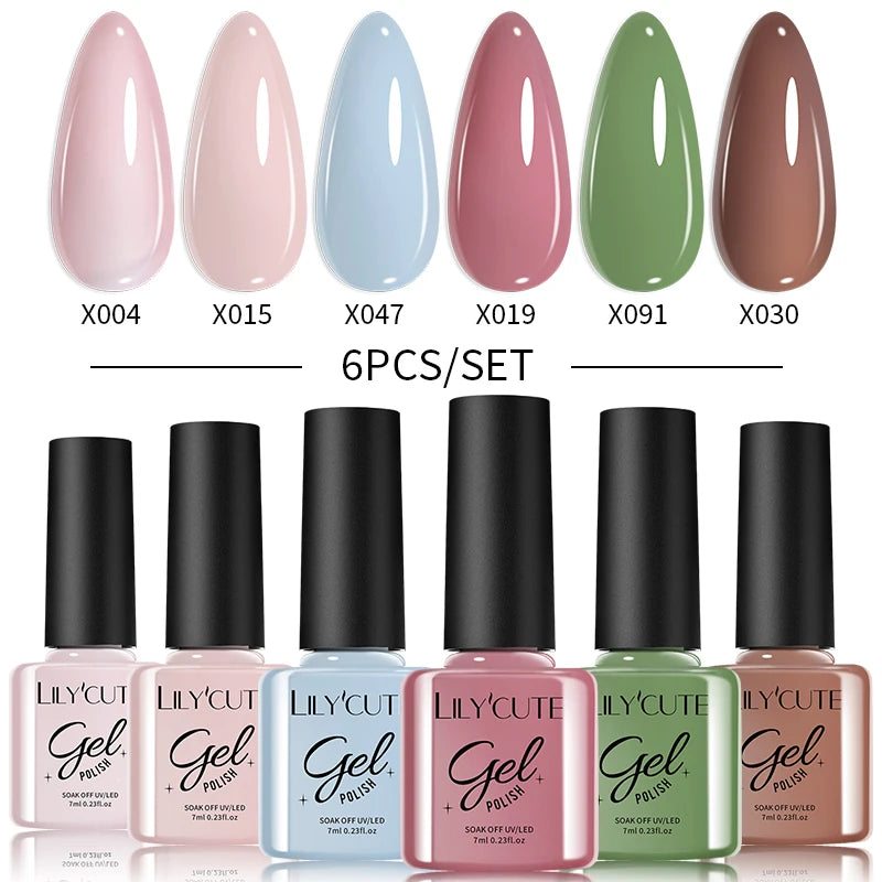 LILYCUTE 6-Delers Reflekterende Glitter Liner Gel Neglesett