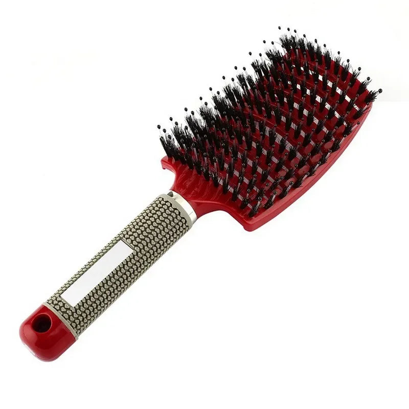 Nylon Bristle Scalp Massage Comb WetDry Use Curly Detangler Salon Hair Tool AntiStatic Design Styling Essential