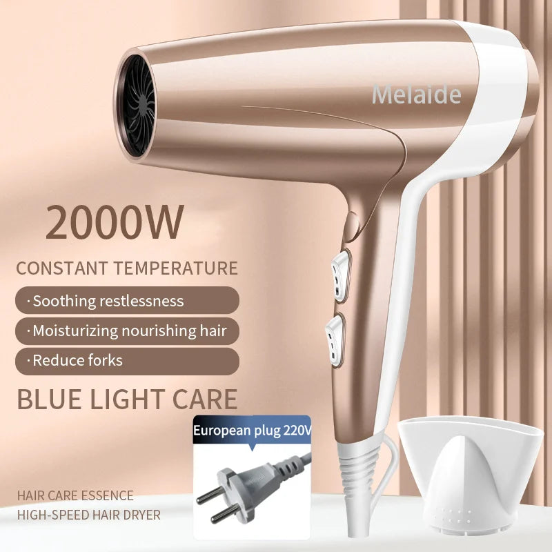 2000 W Hårføner – kraftig motor og negativ ioneteknologi for profesjonell styling